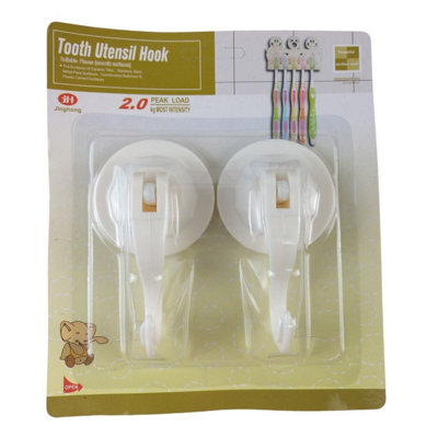 B&Q -  Pack Of 2 Suction Hooks Bathroom Window Wall Kitchen Hangers For Towel Utensils