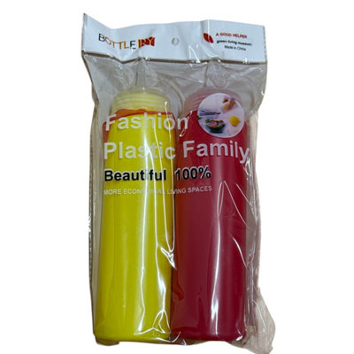 Maestro craft 2Pcs Squeeze Sauce Bottle Dispenser Mayo Ketchup Mustard Bbq Condiment 750 Ml from B&Q