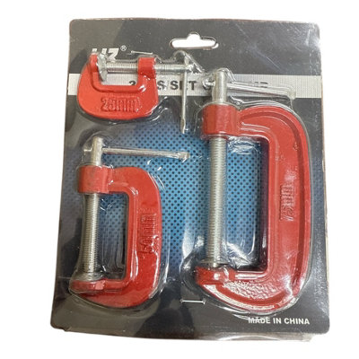 Maestro craft 3Pc Mini G Clamp Set 25mm 50mm 75mm Small Wood/metal C Grip/vice Hobby Hand Tool from B&Q