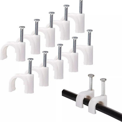 Maestro craft 50 Pcs Round Cable 22mm White Nails Clip Wall Tacks Wire Clamps Organizing Cables from B&Q
