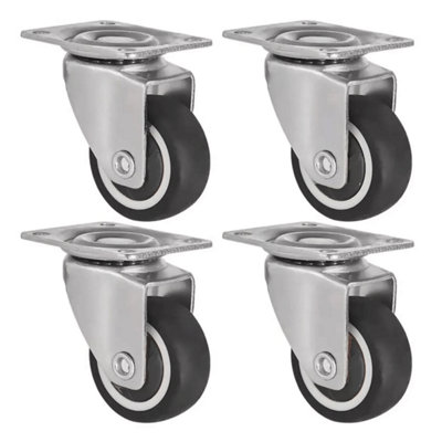 Maestro craft 4 X Heavy Duty 65mm 240Kg Rubber Swivel Castor Wheels Trolley Furniture 2.5"