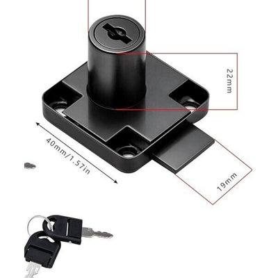 Maestro craft Cam Drawer Cabinet Cupboard Lock 2 Key Black from B&Q