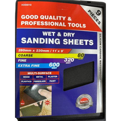 Maestro craft 280mm X 230mm / 11" X 9" Dekton Wet & Dry Sanding Sheets 80 Grit from B&Q