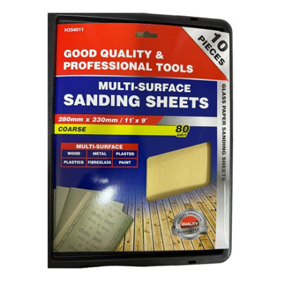 Maestro craft 280mm X 230mm / 11" X 9" Dekton Multi-Surface Sanding Sheets 80 Grit from B&Q
