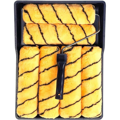 Maestro Craft 7Pc - 9" Paint Roller Set Tray Handles With 5 Tiger Sleeve Rollers Diy