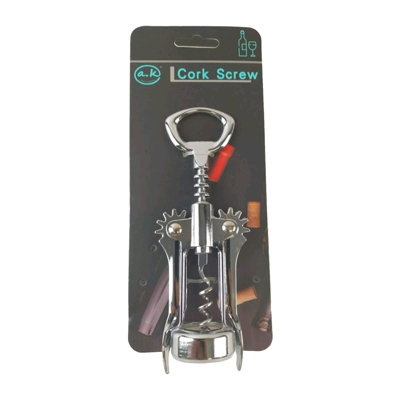 B&Q -  Chrome Corkscrew & Wine Bottle Opener 18Cm