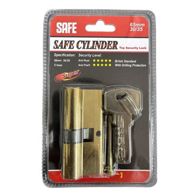 Maestro craft Safe Cylinder Security Lock 65mm 30/35 Gold from B&Q
