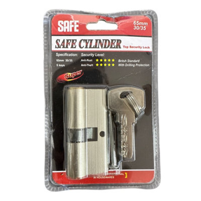 Maestro craft Safe Cylinder Security Lock 65mm 30/35 Silver from B&Q