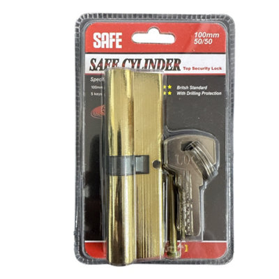 Maestro craft Safe Cylinder Security Lock 100mm 50/50 Gold from B&Q