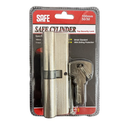 Maestro craft Safe Cylinder Security Lock 100mm 50/50 Silver from B&Q