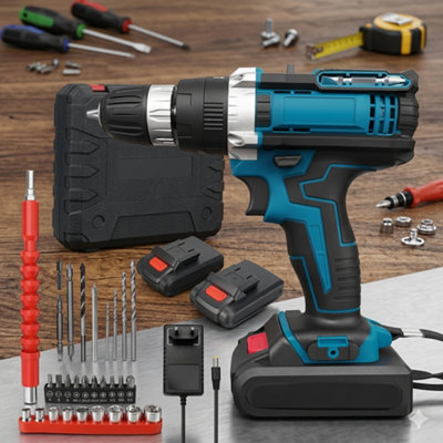 21V Cordless Combi Drill Driver Electric Screwdriver Set With 2 Batteries And Charger from B&Q