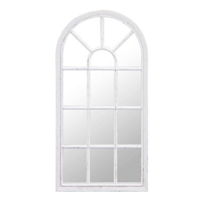 69x34cm Air Arch Window Style Wall Mirror White Rustic