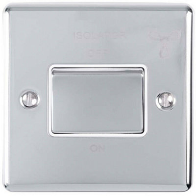 6A Extractor Fan Isolator Switch CHROME & White Trim 3 Pole Shower