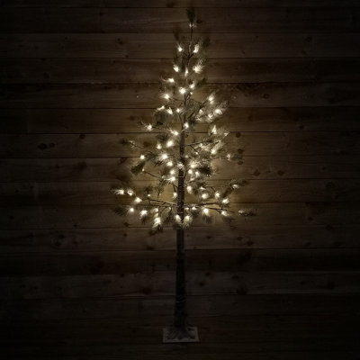 6ft (1.8m) 96 LED Indoor Outdoor Flocked Lit Green Christmas Tree in Warm White Price Comparisons | Compare The Build
