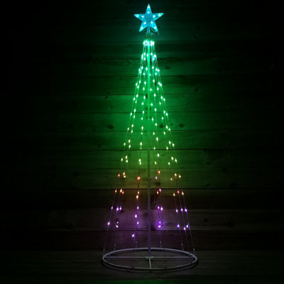 6ft (1.8m) Christmas Cone Tree with 140 Colour Changing LEDs and Remote ...
