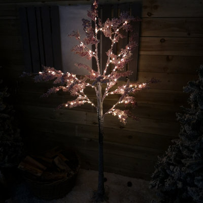 6ft (1.8m) Indoor Outdoor Micro LED Flocked Christmas Blossom Tree in