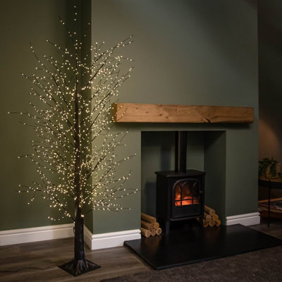 6ft (1.8m) Light up Black Micro Dot Christmas Tree with 1300 Static ...
