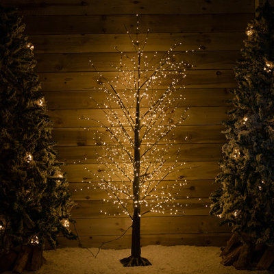 6ft (1.8m) Light up Black Micro Dot Christmas Tree with 1300 Static ...