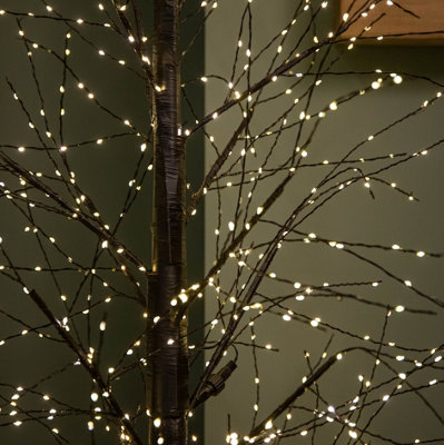 6ft (1.8m) Light up Black Micro Dot Christmas Tree with 1300 Static ...
