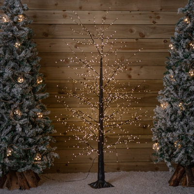 6ft (1.8m) Tall Light up Black Micro Dot Christmas Tree with 1100 Warm ...