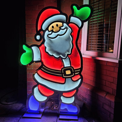 6ft (1.8m) Tall Light up Santa Christmas Infinity Decoration with Multi ...