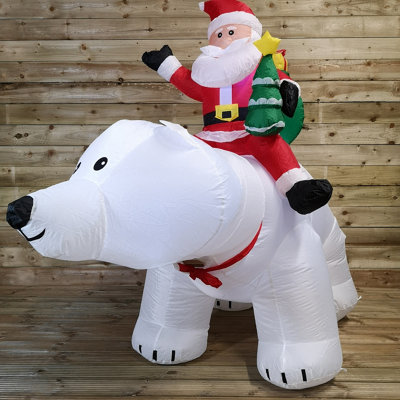 6ft (175cm) LED Christmas Inflatable Santa's On Polar Bear Indoor or Outdoor