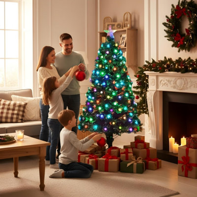 6Ft/180cm Diamonds Fibre Optic Christmas Tree LED Pre-Lit