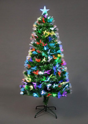 6Ft 180cm Flowers Fibre Optic Christmas Tree LED Pre Lit DIY at B Q