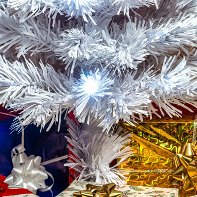 6FT (180cm) White Fibre Optic Tree with White LED Lights and White Fibre Optics - 7