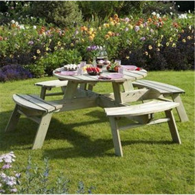 6ft 5" Deluxe Round Picnic Garden Table