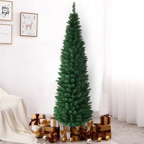 6ft(570 Branches) Slim Christmas Tree Pencil Pine Artificial Bushy XMAS Decoration