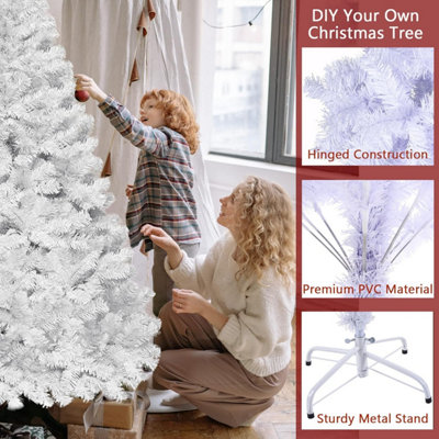 6ft (800 Tips) Artificial Christmas Tree Xmas Pine Tree with Metal Stand White