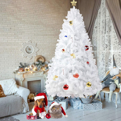 6ft (800 Tips) Artificial Christmas Tree Xmas Pine Tree with Metal Stand White - 3