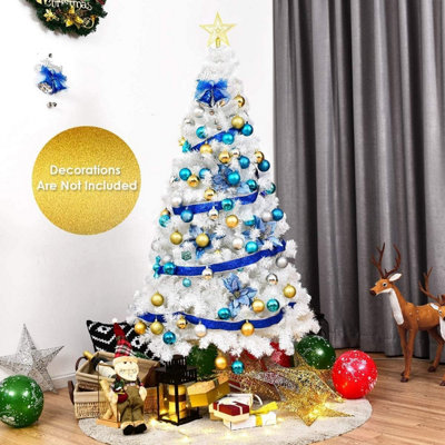 6ft (800 Tips) Artificial Christmas Tree Xmas Pine Tree with Metal Stand White - 4