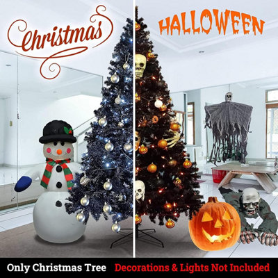 6ft(800 Tips) Black Artificial Christmas Tree Xmas Pine Tree with Metal Stand