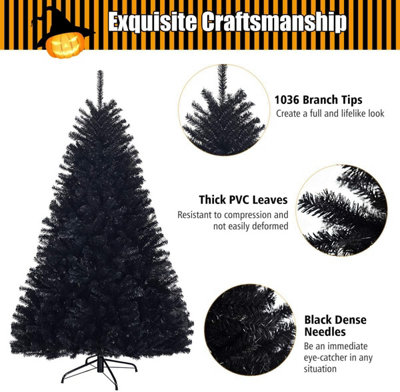 6ft(800 Tips) Black Artificial Christmas Tree Xmas Pine Tree with Metal Stand - 5