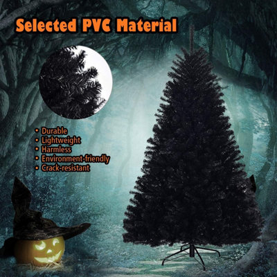 6ft(800 Tips) Black Artificial Christmas Tree Xmas Pine Tree with Metal Stand - 6