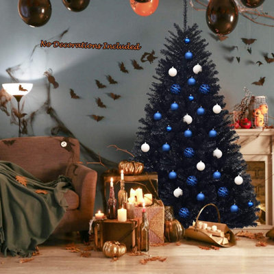 6ft(800 Tips) Black Artificial Christmas Tree Xmas Pine Tree with Metal Stand - 4