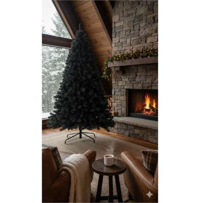 6ft Black Christmas Tree - 800 Tips Artificial Xmas Tree with Solid ...
