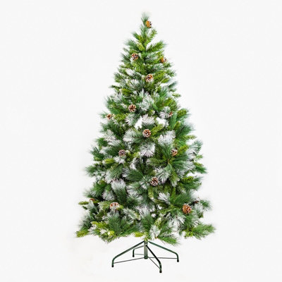6ft Christmas Artificial Snow Covered Tree with Pinecones