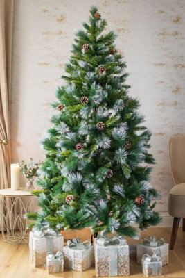 6ft Christmas Artificial Snow Covered Tree with Pinecones - 3