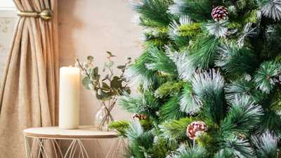 6ft Christmas Artificial Snow Covered Tree with Pinecones - 4