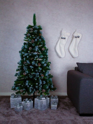 6ft Christmas Artificial Snow Covered Tree with Pinecones - 7