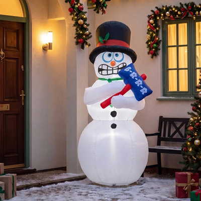 6FT Christmas Inflatable Shivering Snowman Built In LED Lights Outdoor ...