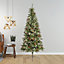 6Ft. Christmas Tree with Pinecones and Berries - 180cm Part Decorated Artificial Tree - Metal Floor Stand