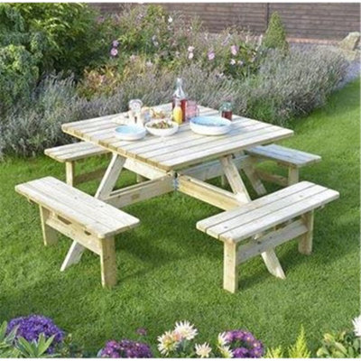 6ft Deluxe Square Picnic Garden Table | DIY at B&Q