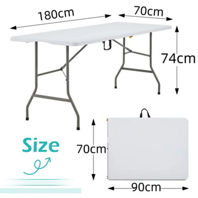 6ft Folding Table with Handle, Portable Plastic Folding Table