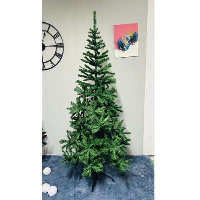 Artificial Christmas Tree - 5/6FT Unlit Black Pine Tree With Metal Stand, Halloween & Xmas Decor