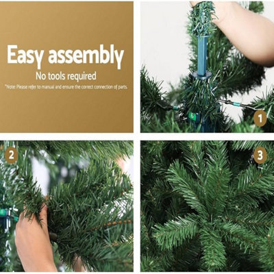 6FT Green Christmas Tree Artificial Pine 1000 Tips Easy Setup Indoor ...