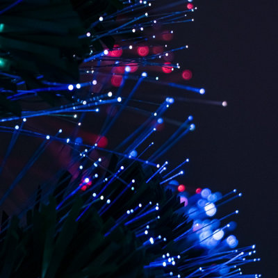 6ft Green Pinprick Fibre Optic Xmas Tree with Multi Coloured Fibre Optic Lights - 6